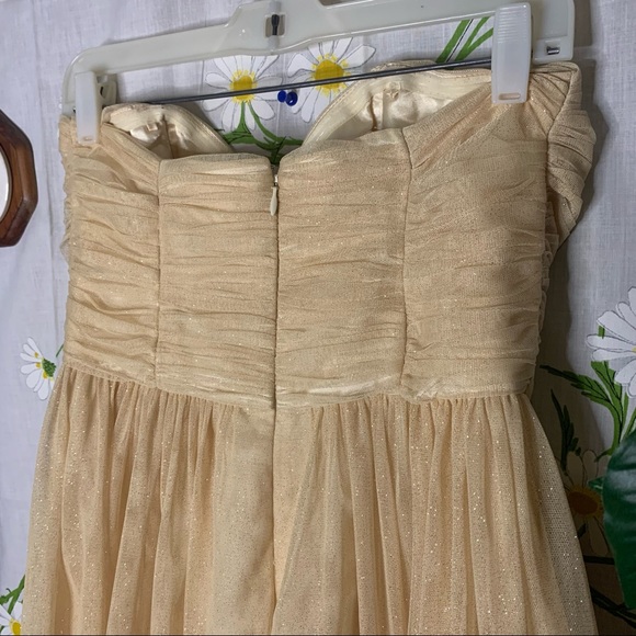 Jill Stuart gold sparkle ruched mesh mini dress - Picture 8 of 9